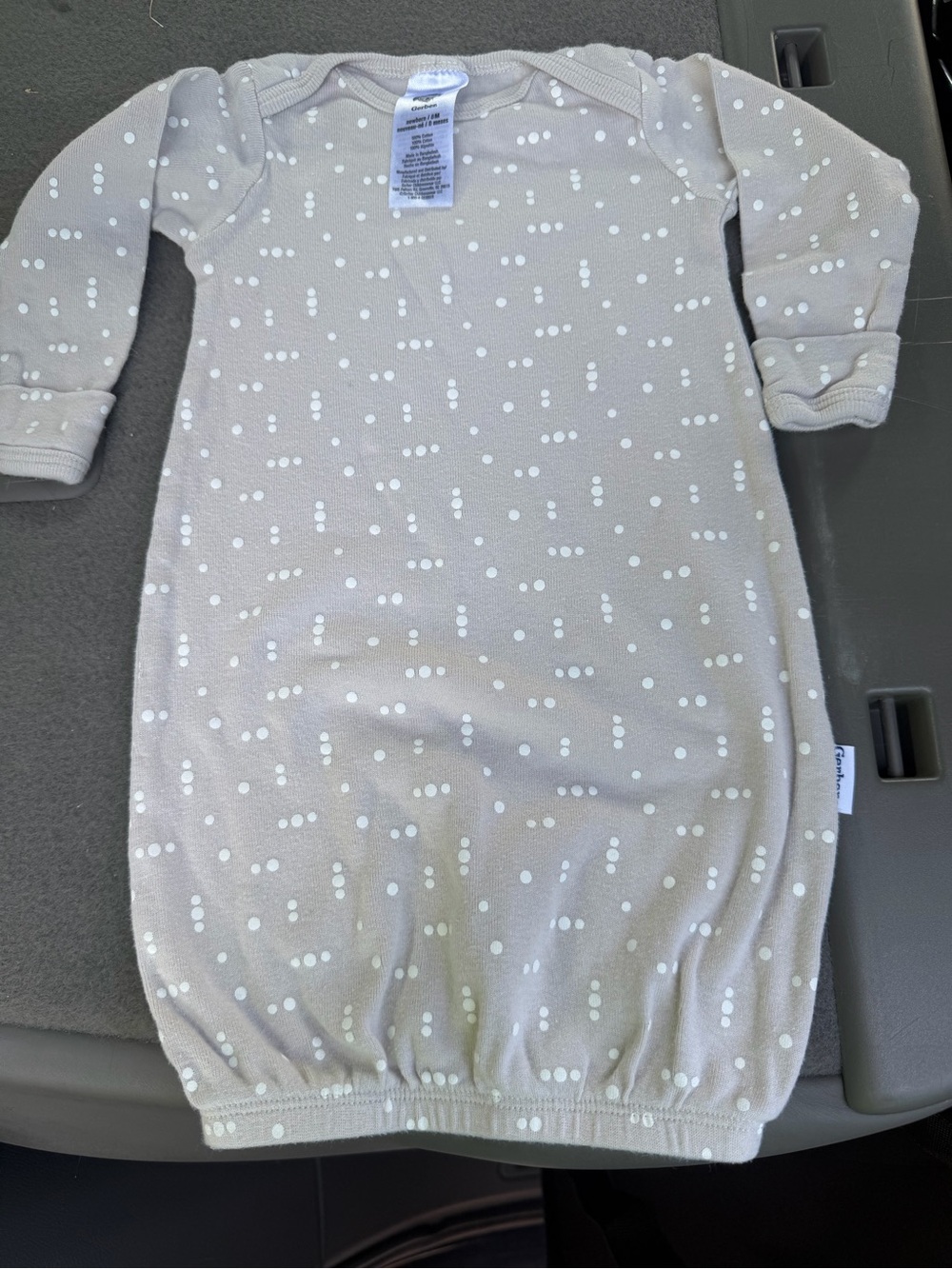New Born Gerber Neutral Dot Knit Baby Gown - Soft Beige Kids Pajamas